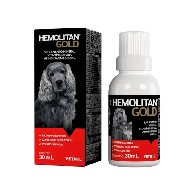 Suplemento Vitamínico Vetnil Hemolitan Gold 30 ml para Cães e Gatos