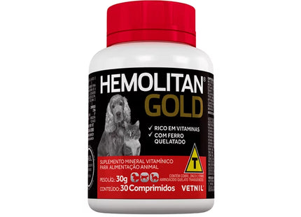 Suplemento Vitamínico Vetnil Hemolitan Gold para Cães e Gatos