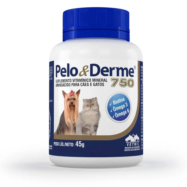 Suplemento Vitamínico Vetnil Pelo & Derme 750mg para Cães e Gatos