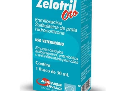 Produto Otológico Super Mix Zelotril Oto 30ml para Cachorros e Gatos